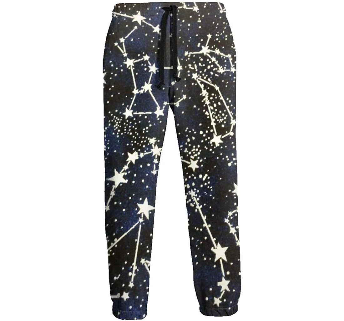 Personalized Glow Dark Constellations Midnight Sweat Hip Hop Garment Spring Sweatpants, Joggers Pants With Drawstring For Men, Women