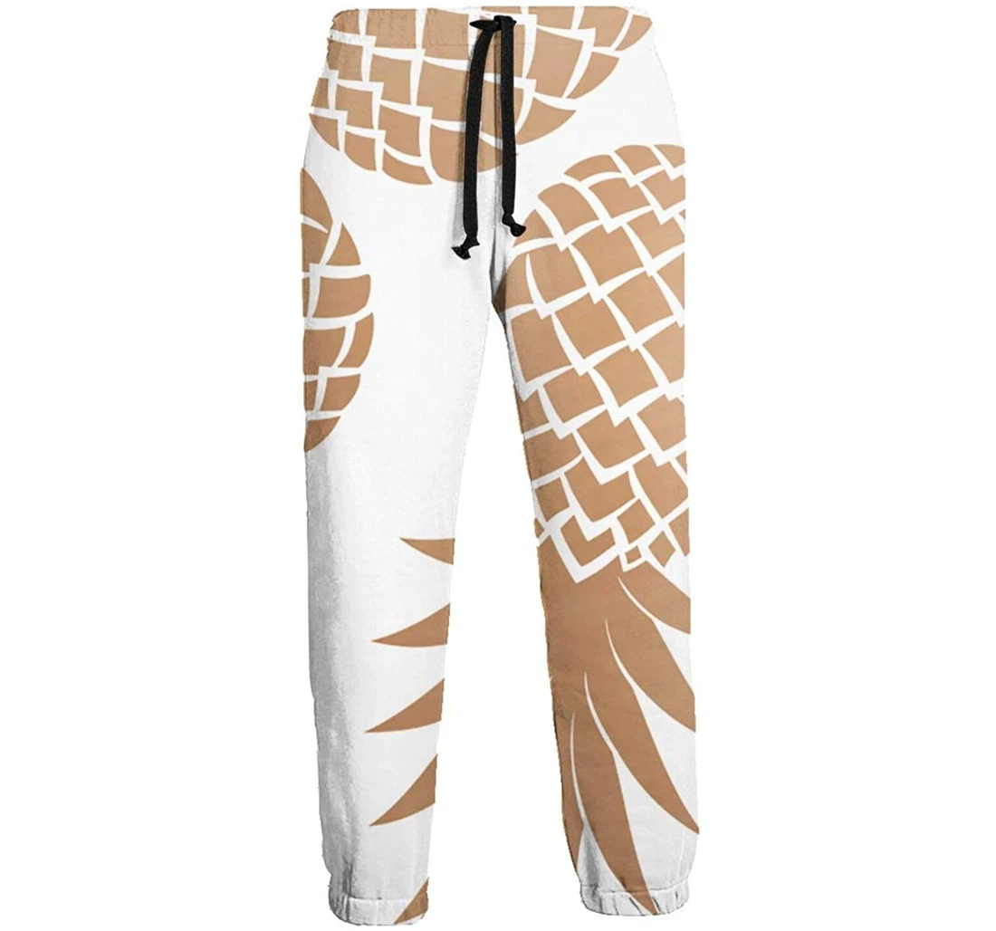 Personalized Gold Pineapples Graphic Lightweight Comfortable Sweatpants, Joggers Pants With Drawstring For Men, Women