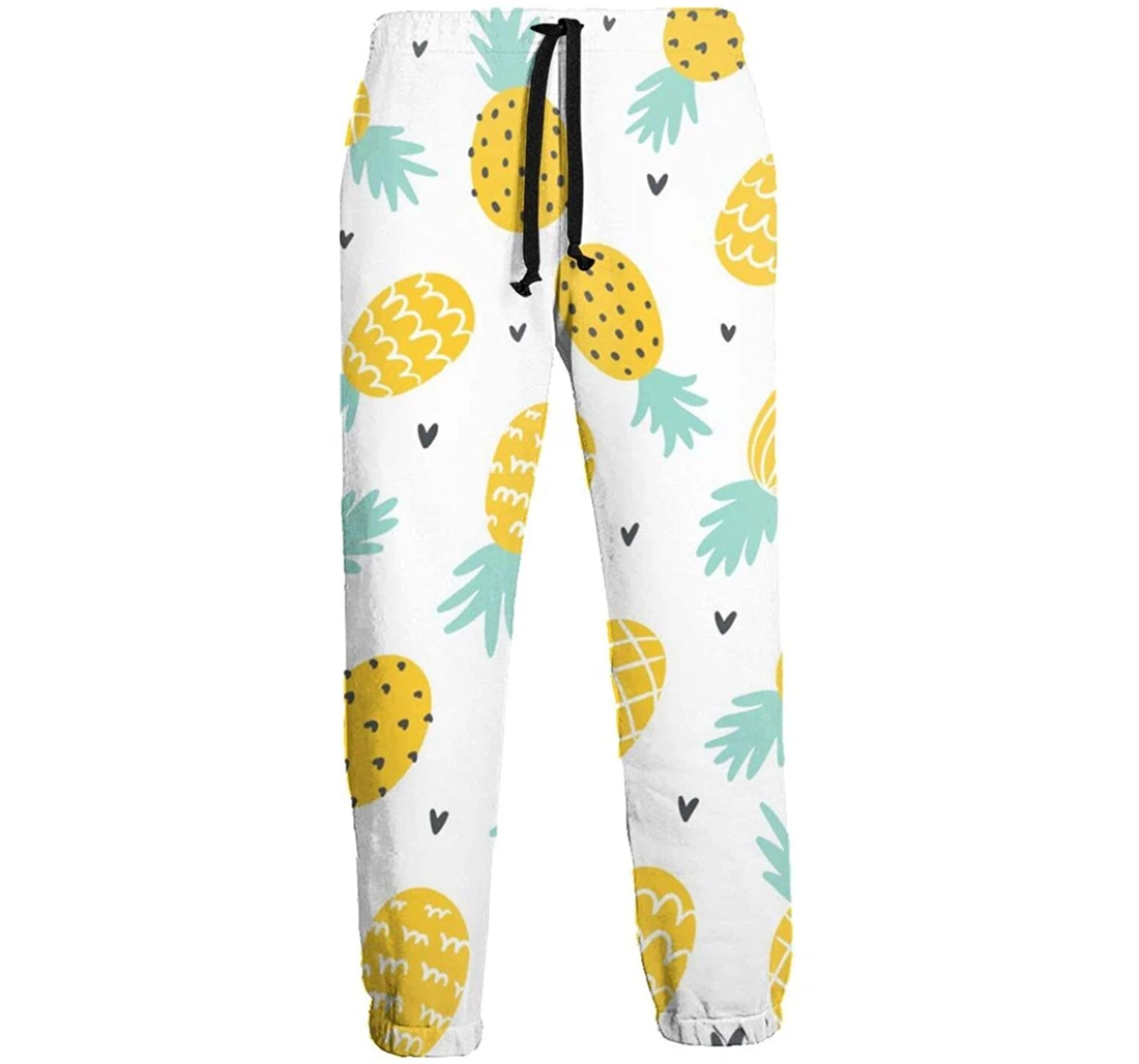 Personalized Pineapple And Hearts Pattern Graphic Funny Casual For & Sweatpants, Joggers Pants With Drawstring For Men, Women
