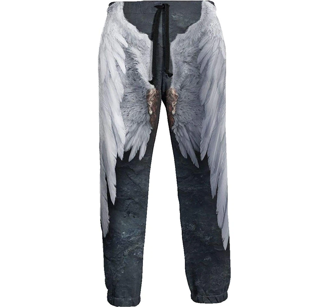 Personalized Feathered Wings Of Angel Swedish Flag Casual Sweatpants, Joggers Pants With Drawstring For Men, Women