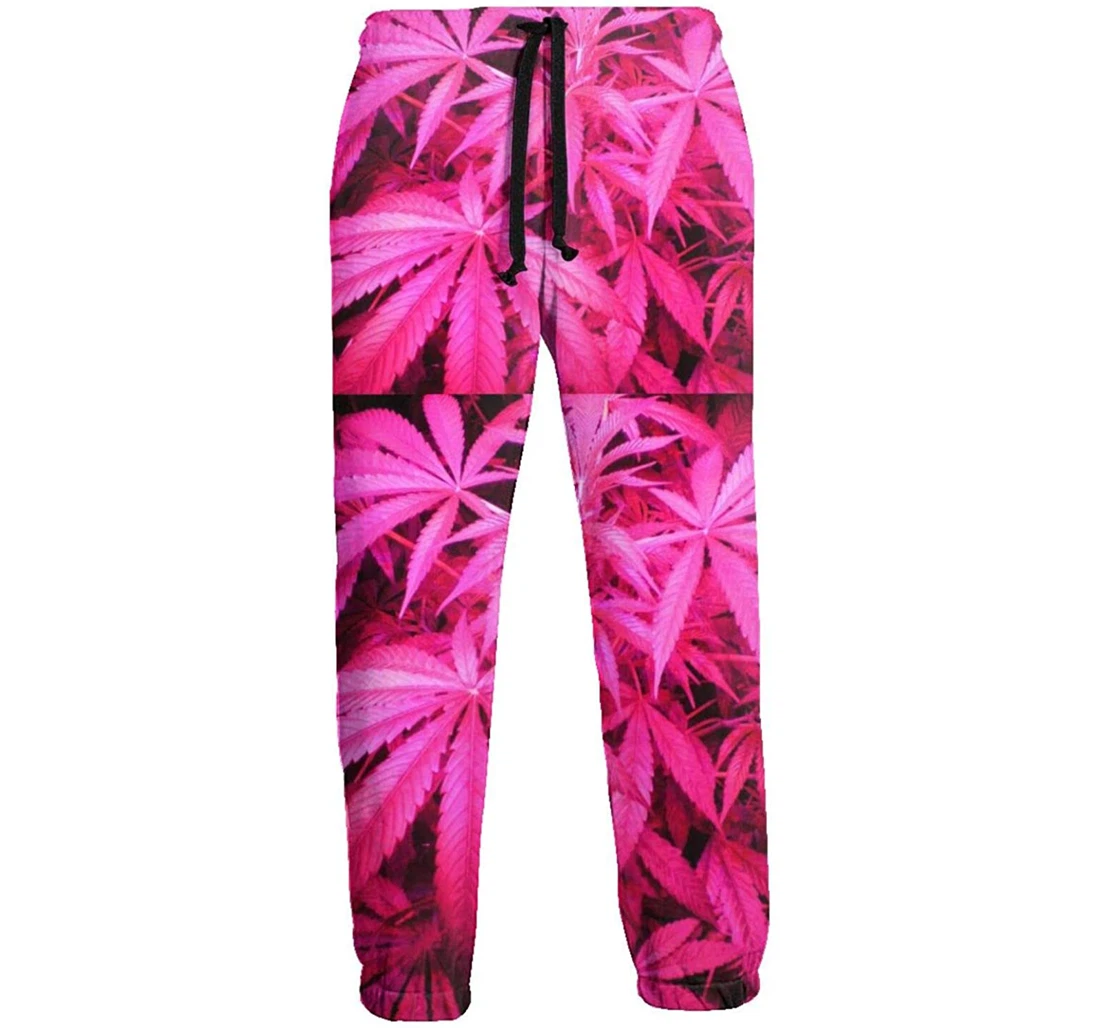Personalized Red Weed Multi Color Casual Sweatpants, Joggers Pants With Drawstring For Men, Women