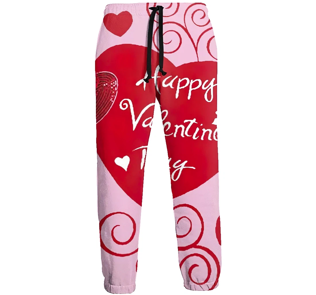 Personalized Happy Valentine's Day Sweat Hip Hop Garment Spring Sweatpants, Joggers Pants With Drawstring For Men, Women