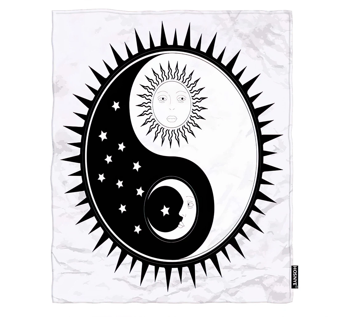 Throw Blanket, Quilt - Gossip Baby Kids Yin Yang Day And Night Black And White Sun And Moon Car Sherpa Fleece