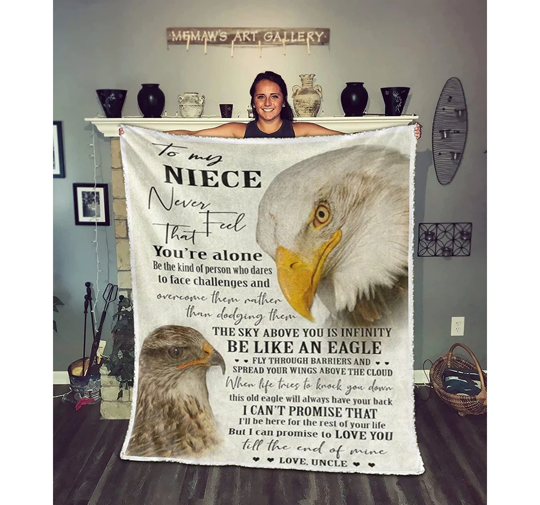 Throw Blanket, Quilt - Personalized Eagle To My Niece From Un Customized Braver Eagle Baby White Xmas Bedroom Gifts Niece Sherpa Fleece