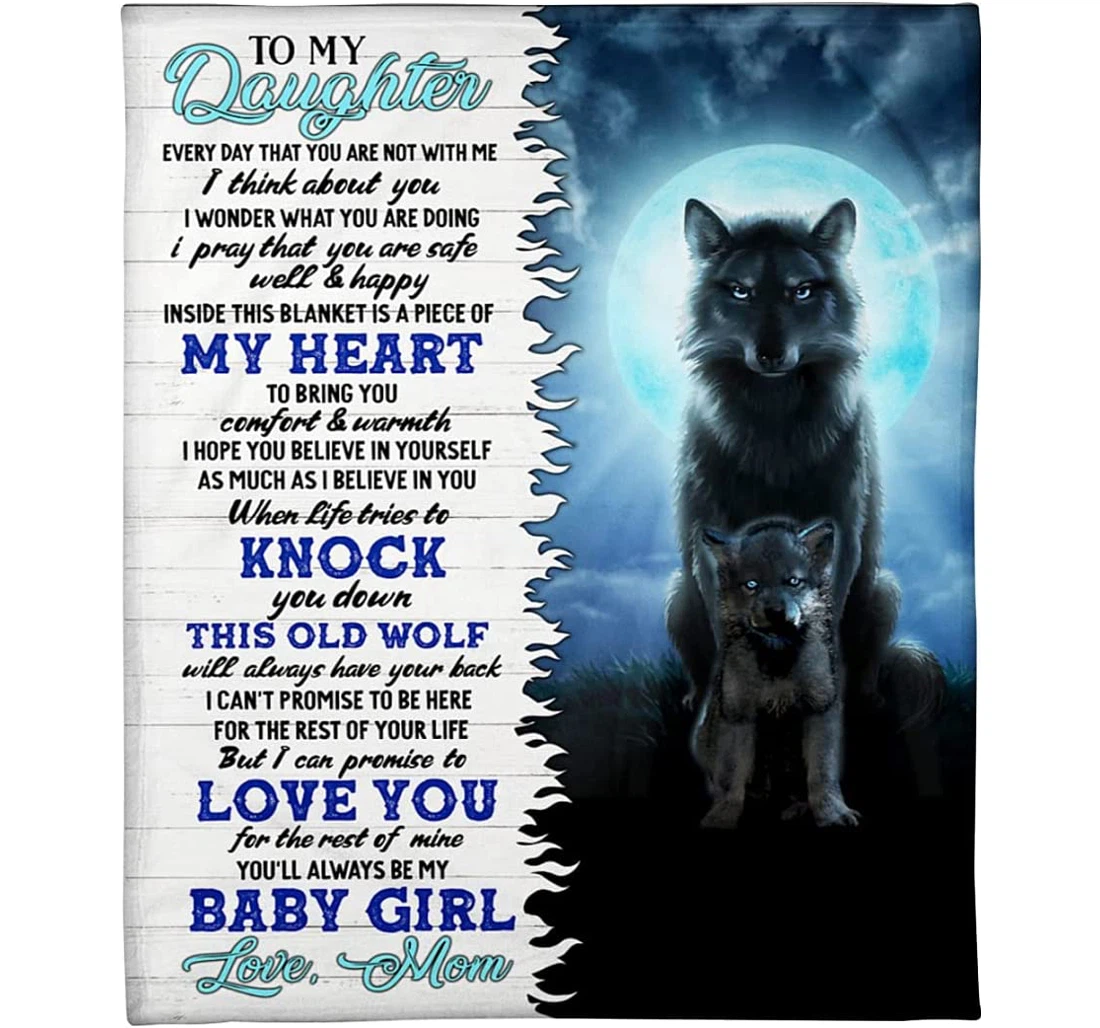 Throw Blanket, Quilt - Personalized Wolves To My Daughter From Mom Custom Name Cute Baby And Mother Wolf In The Dark Bedding Gifts Beautiful Daughter Sherpa Fleece