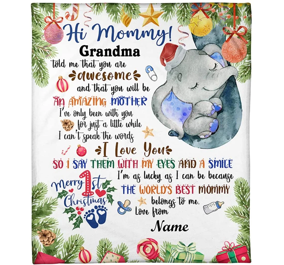 Throw Blanket, Quilt - Personalized To My Mom Elephant From Daughter Customized Cute Baby Elephant Sleep Tree Premium Bedroom Gifts Sherpa Fleece