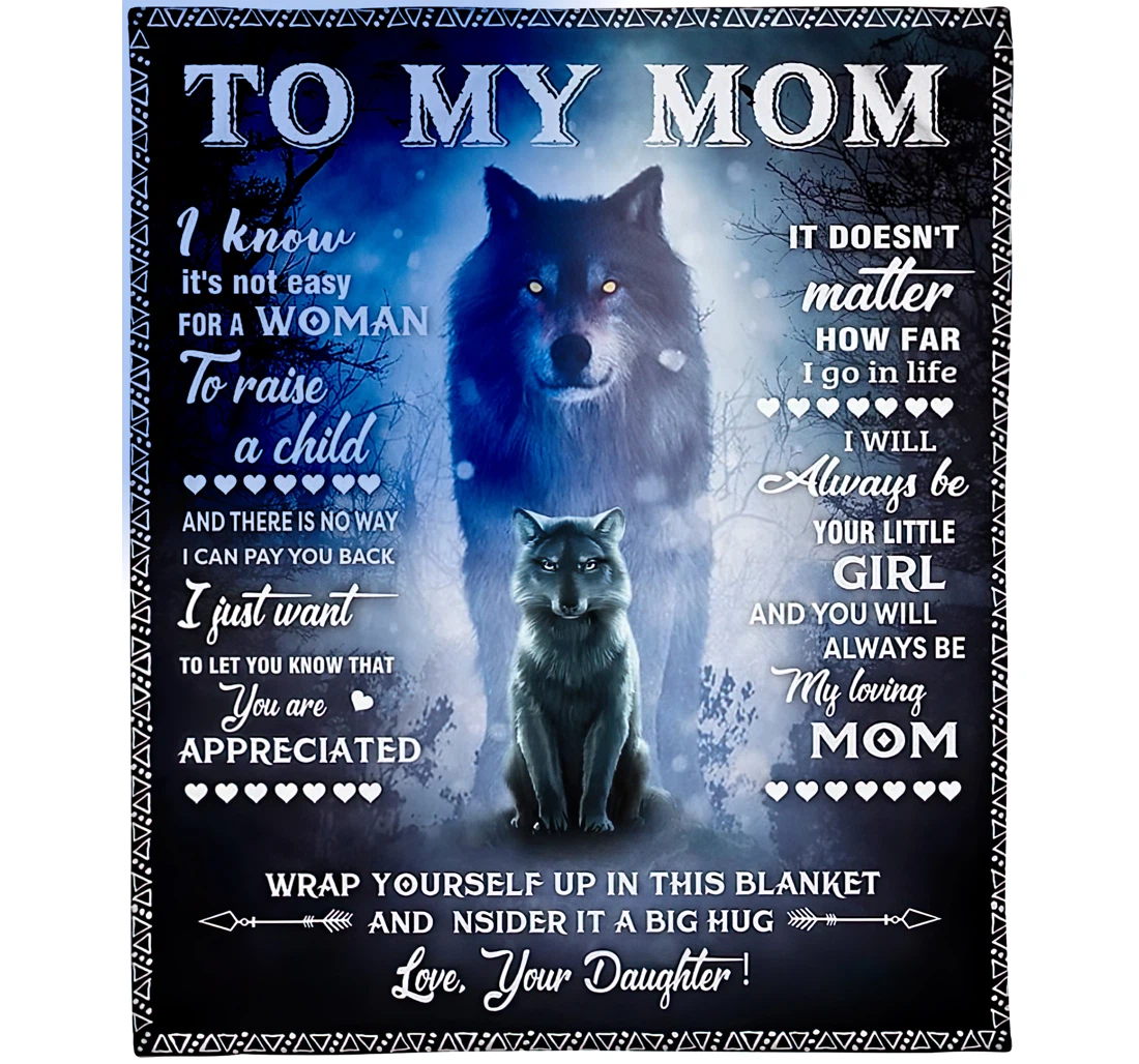 Throw Blanket, Quilt - Personalized To My Mom Wolf Family Mommy From Son Customized Hazy Shadow Wolf Art Printed Bedroom Gifts Sherpa Fleece