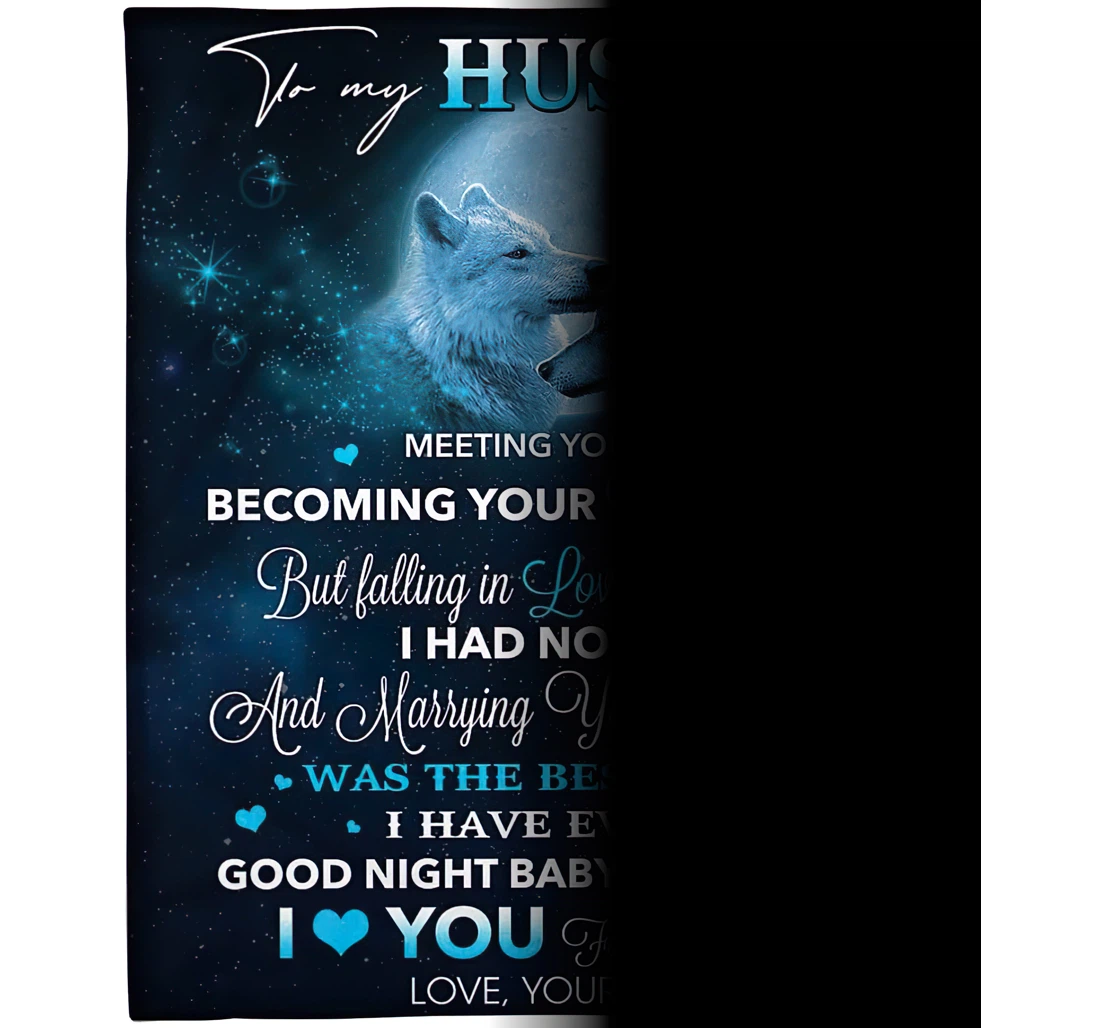 Throw Blanket, Quilt - Personalized To My Husband From Wife Custom Name Meeting Was You Fate Wolf Couple Together In The Moon Bedding Gifts Valentines Sherpa Fleece