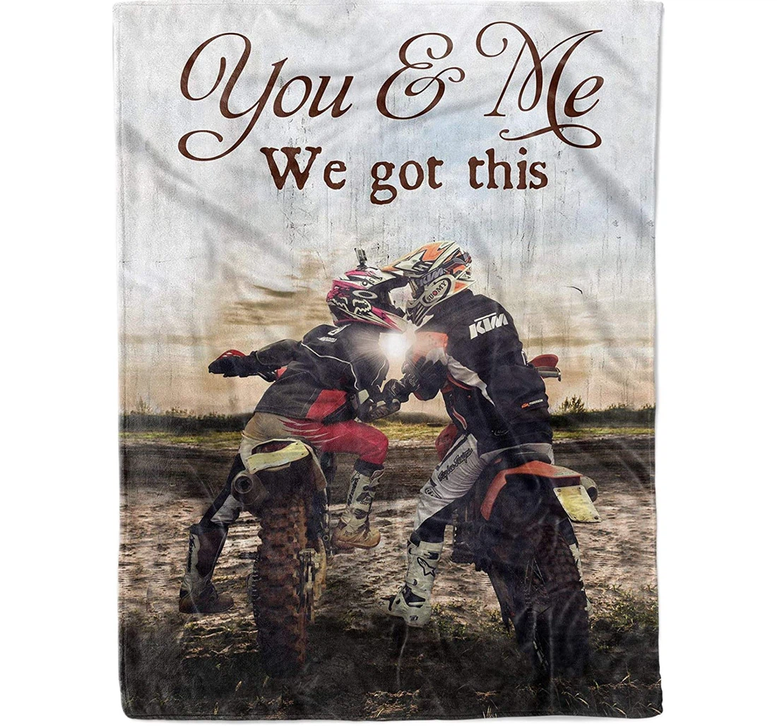 Throw Blanket, Quilt - Personalized Gifts Motocross Couple You And Me We Got This Gifts Valentine Sherpa Fleece