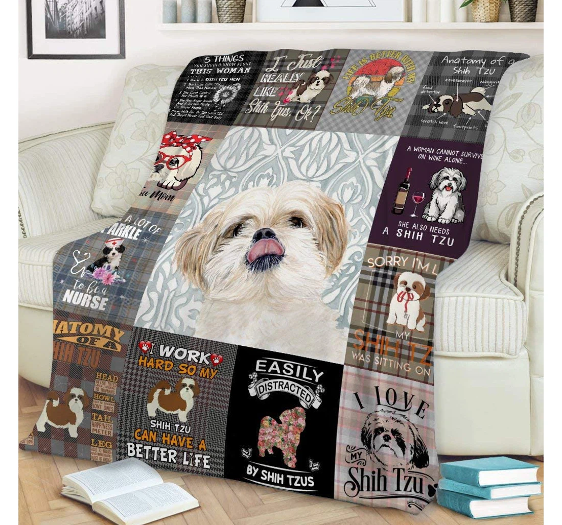 Throw Blanket, Quilt - Personalized Gifts Shih Tzu I Just Really Like Shih Tzu Gifts Valentine Sherpa Fleece