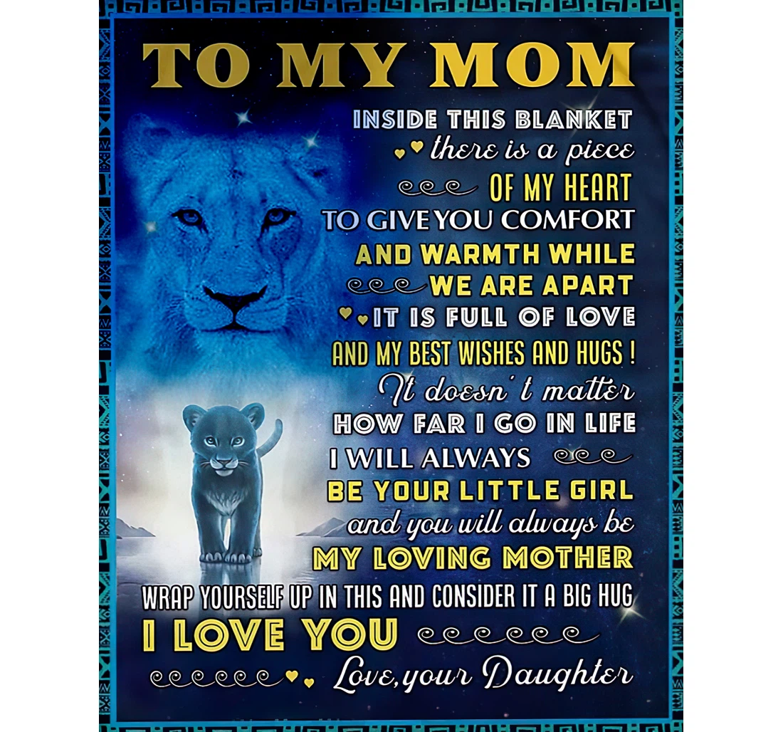 Throw Blanket, Quilt - Personalized To My Mom Lion Family From Daughter Customized Shadow Baby Crown Lion Art Printed Gifts Sherpa Fleece