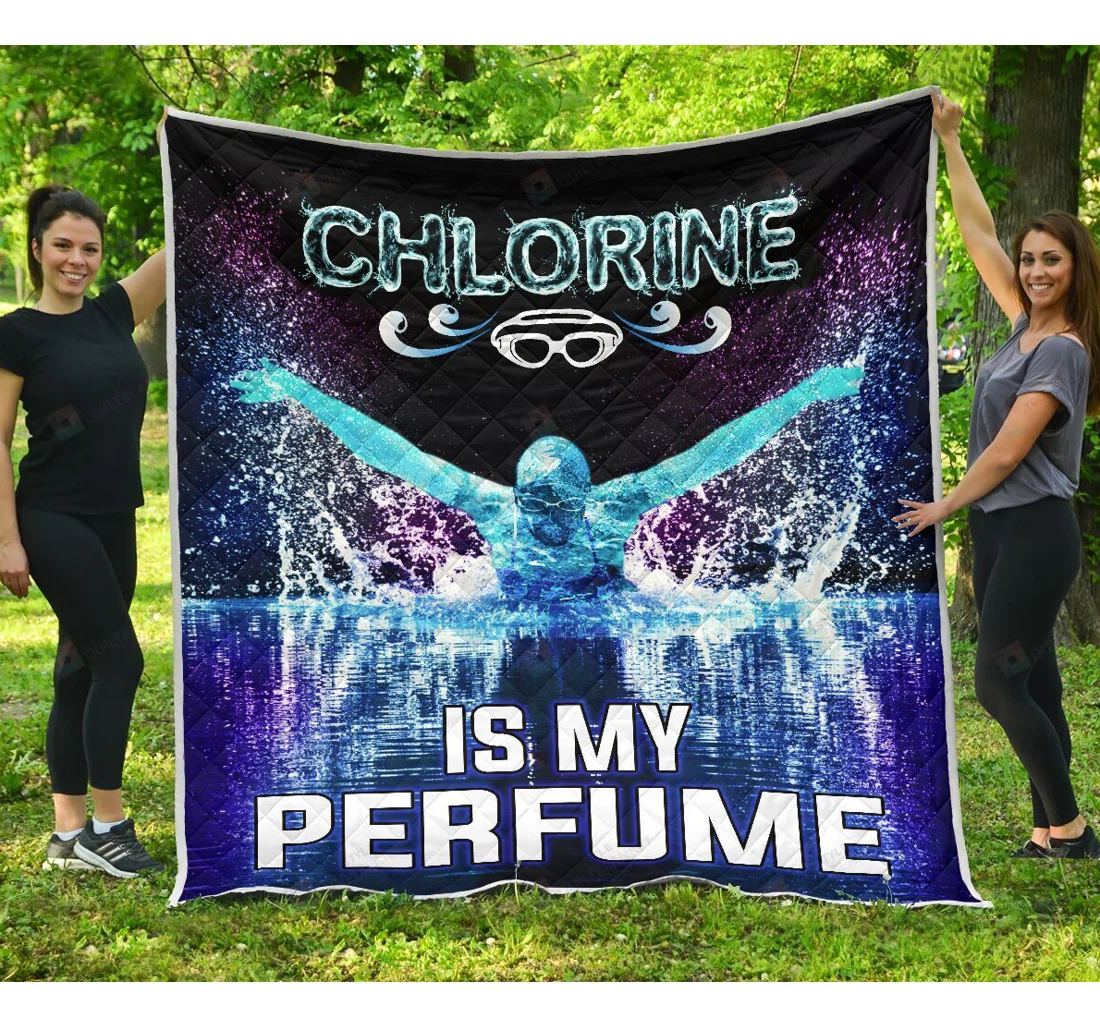 Throw Blanket, Quilt - Swimming Chlorine Is My Perfume Great Customized Gift Sherpa Fleece