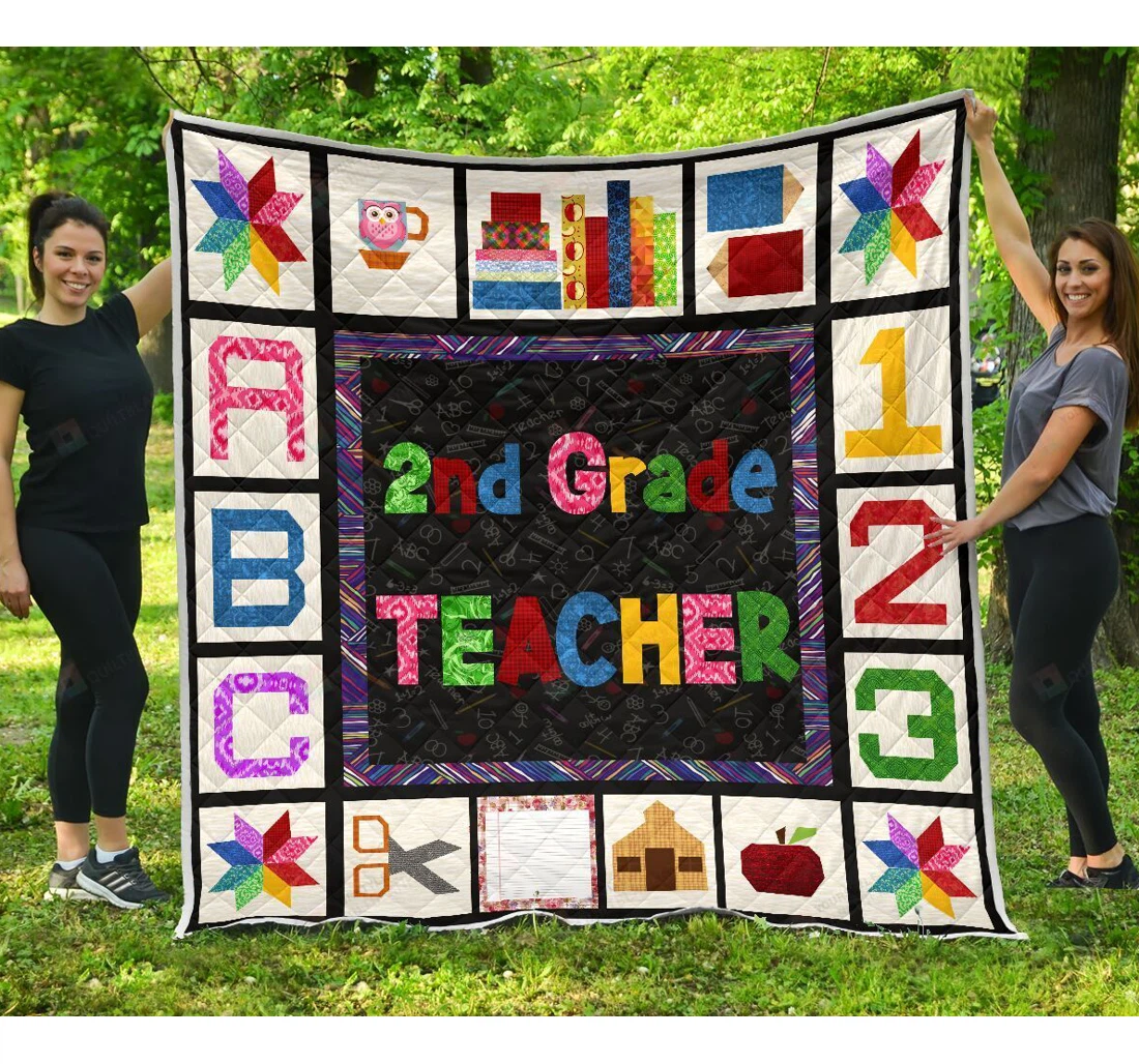 Throw Blanket, Quilt - 2nd Grade Teacher Abc 123 Great Gifts Sherpa Fleece