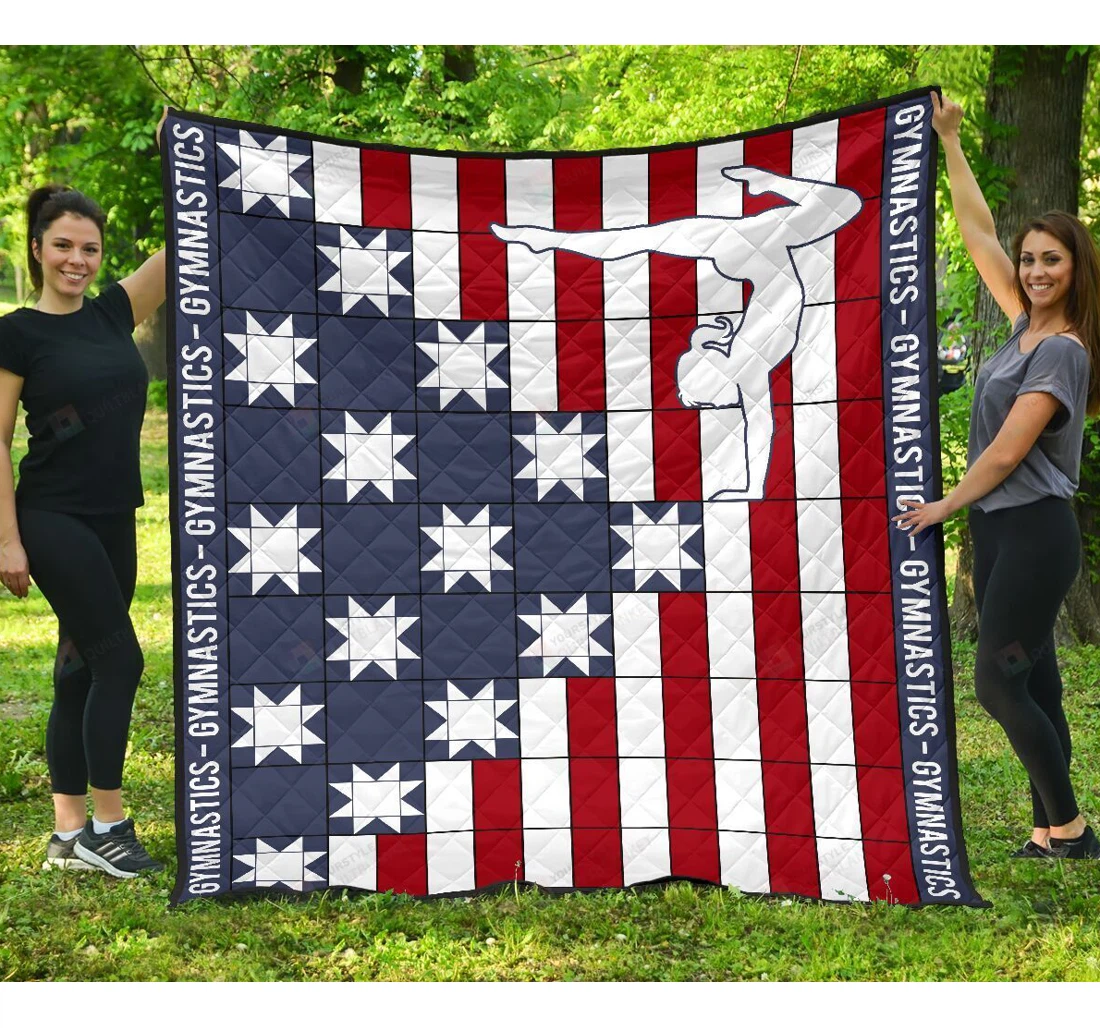 Throw Blanket, Quilt - Gymnastic American Flag Great Customized Gift Sherpa Fleece