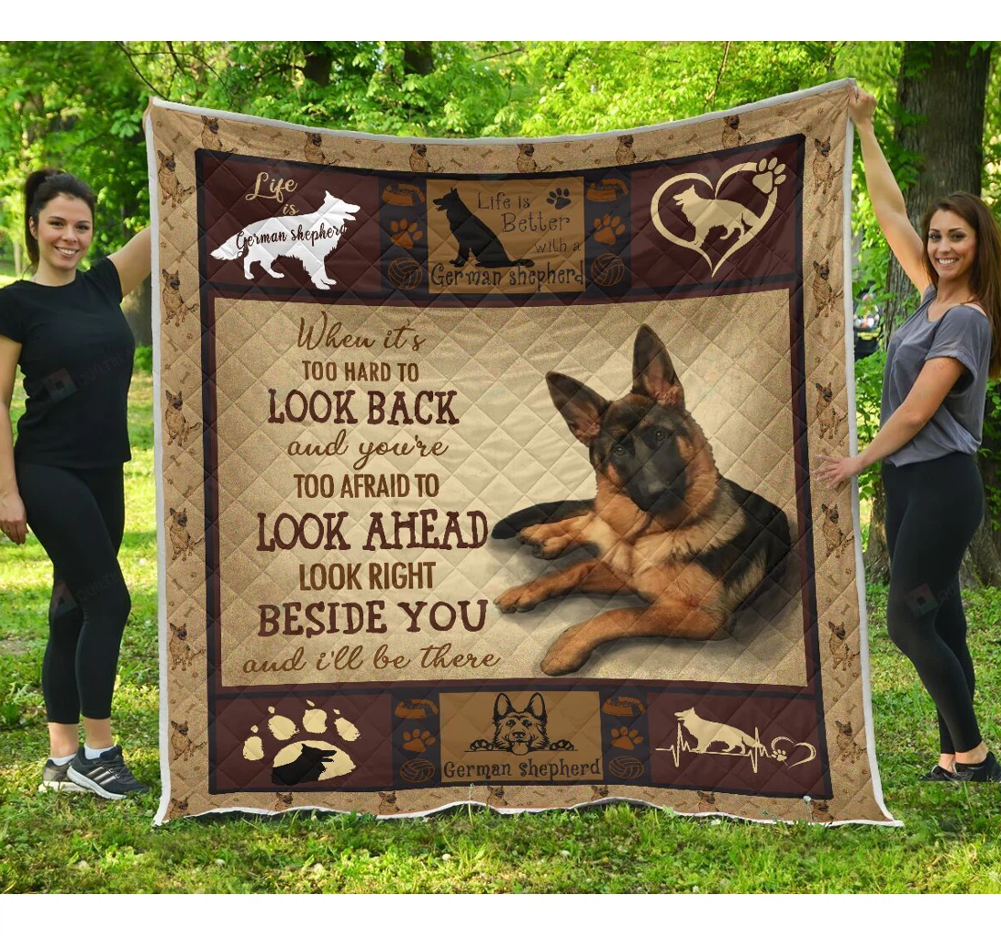 Throw Blanket, Quilt - German Shepherd Beside You And I'll Be There Great Customized Gifts Sherpa Fleece