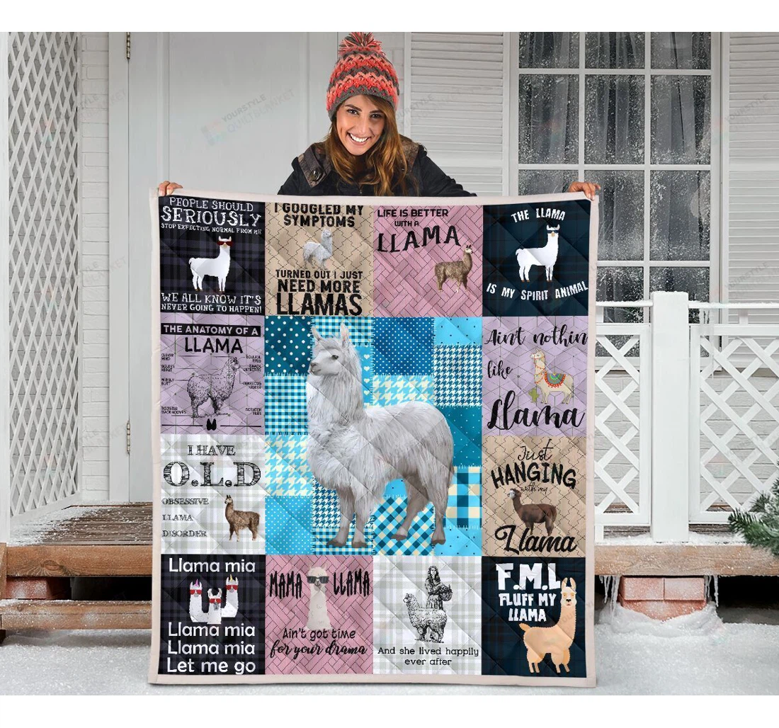 Throw Blanket, Quilt - Llama Let Me Go Sherpa Fleece