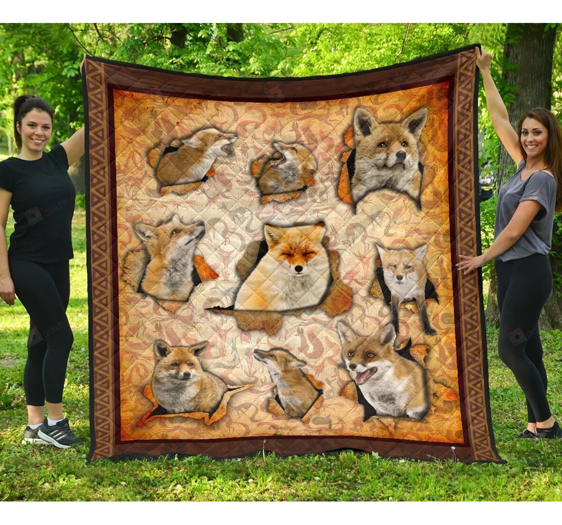 Throw Blanket, Quilt - Fox Hole Style Sherpa Fleece