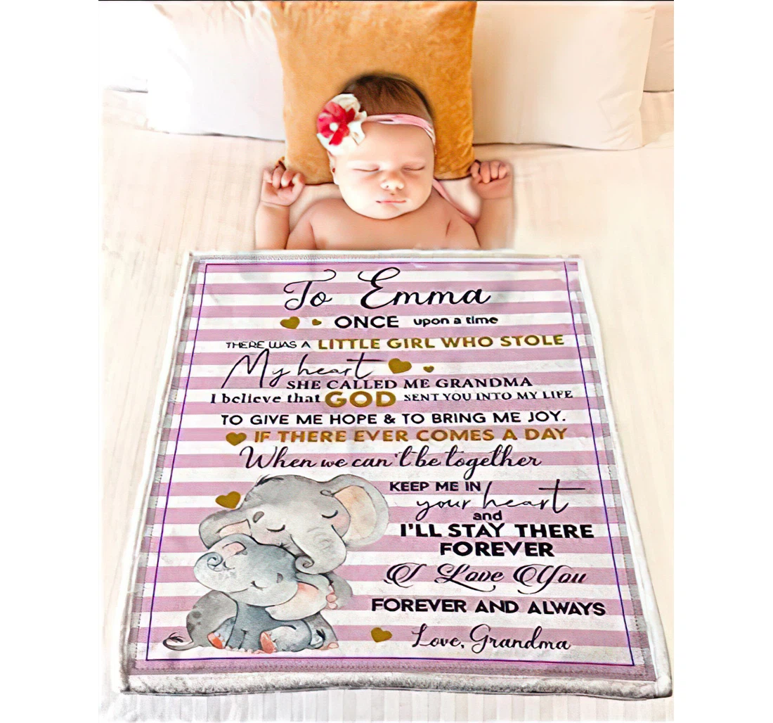 Throw Blanket, Quilt - Personalized Elephant To My Grandkid From Grandma Custom Name Cute Elephant Grandmother And Baby Art Bedding Gifts Xmas Sherpa Fleece