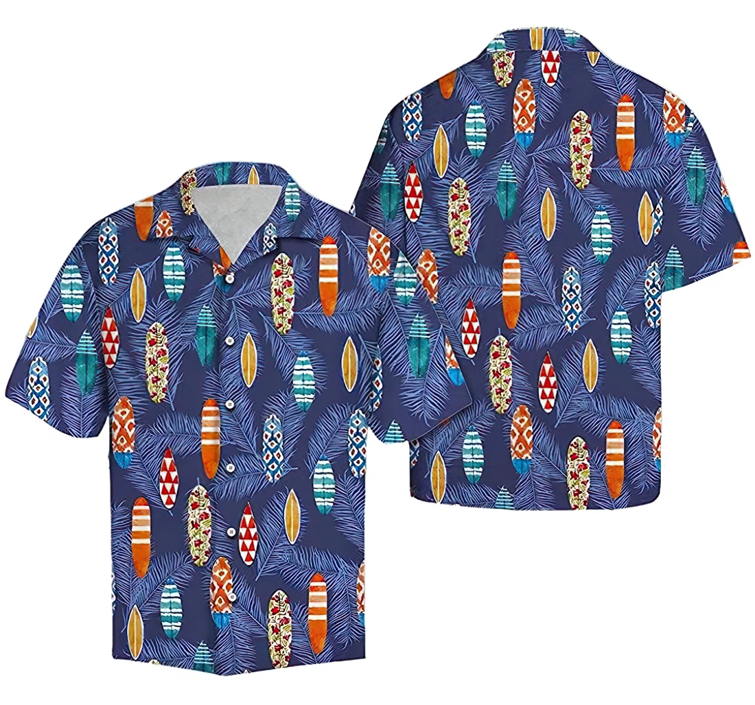 Personalized Surfboard Hawaiian Shirt, Button Up Aloha Shirt For Men, Women