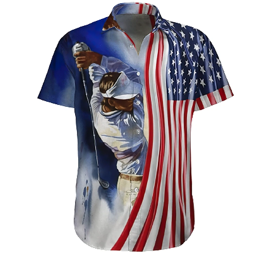 Personalized America Golf Soft Hawaiian Shirt, Button Up Aloha Shirt For Men, Women