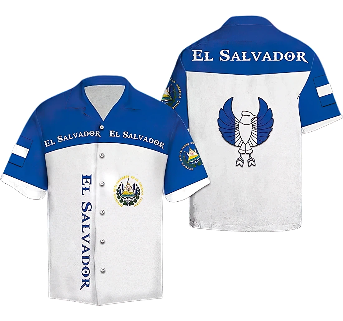 Personalized El Salvador Latino American Hawaiian Shirt, Button Up Aloha Shirt For Men, Women