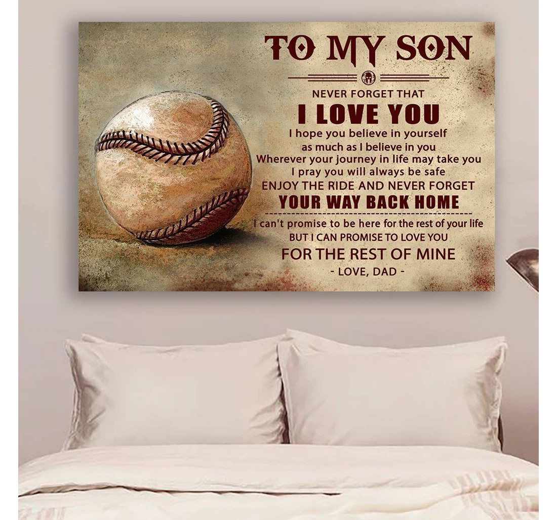 Poster, Canvas - Ll40 Baseball Dad To Son Your Way Back Print Framed Wall Art