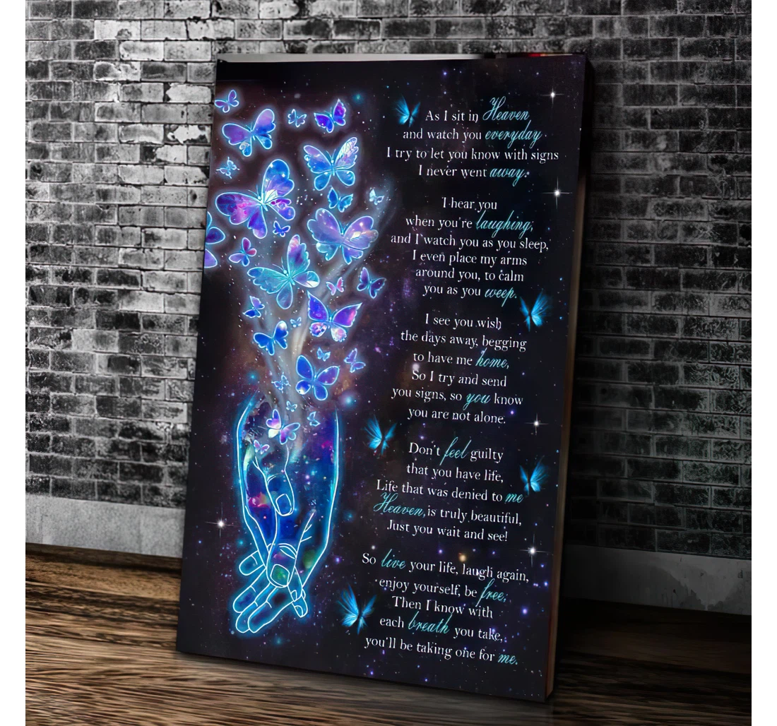 Poster, Canvas - As I Sit In Heaven And Watch You Everyday Matte Print Framed Wall Art