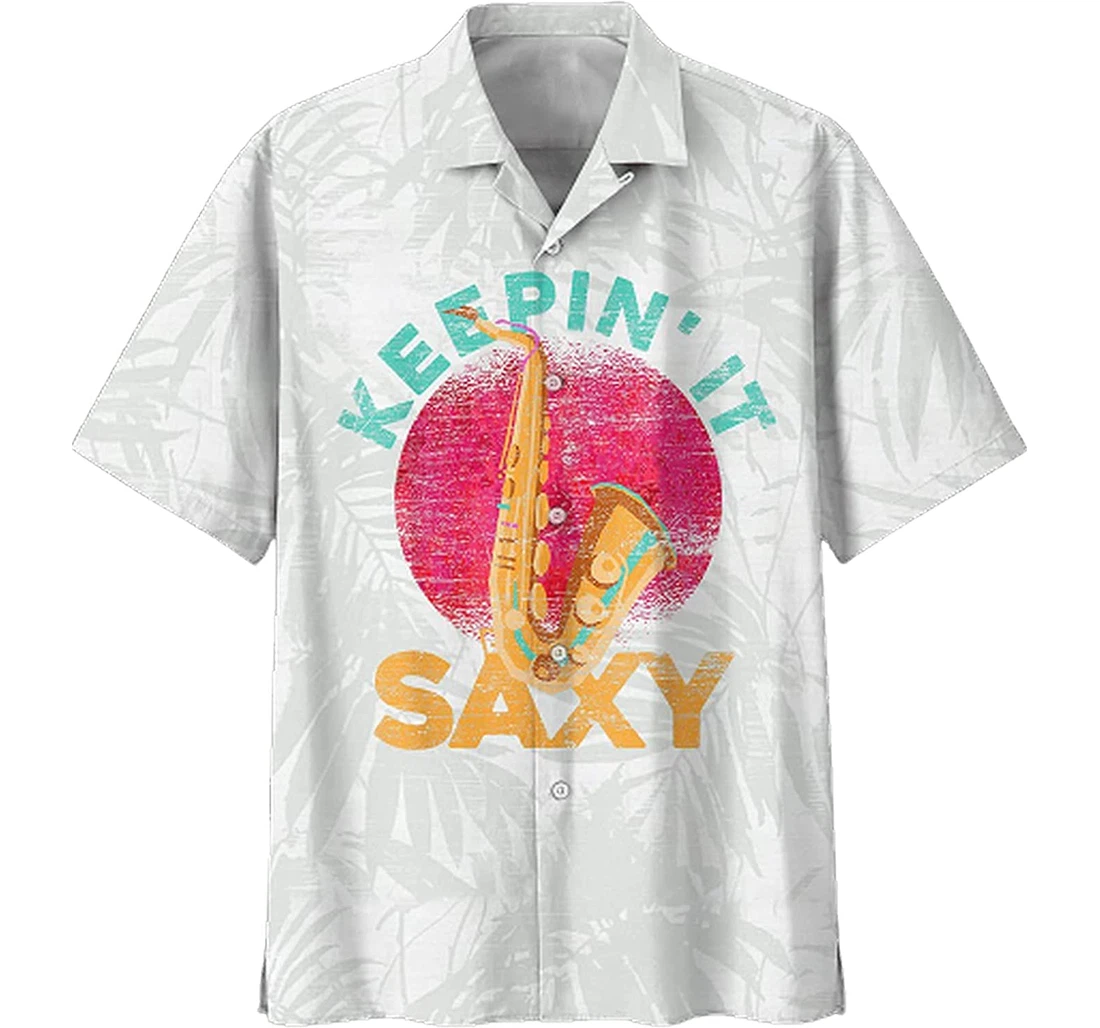 Personalized Saxophone Soft Beach Full Prints Hawaiian Shirt, Button Up Aloha Shirt For Men, Women