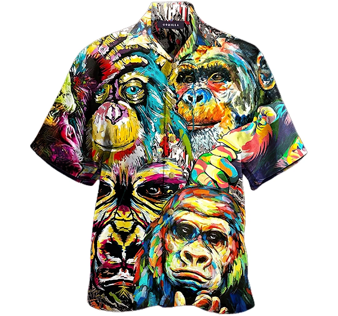 Personalized Amazing Colorful Gorilla Hawaiian Shirt, Button Up Aloha Shirt For Men, Women