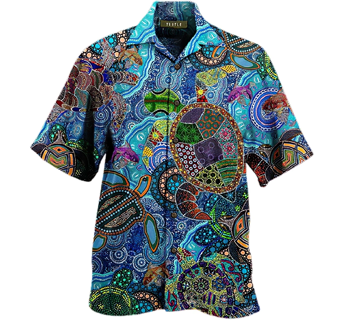 Personalized Amazing Turtle Hippie Hawaiian Shirt, Button Up Aloha Shirt For Men, Women