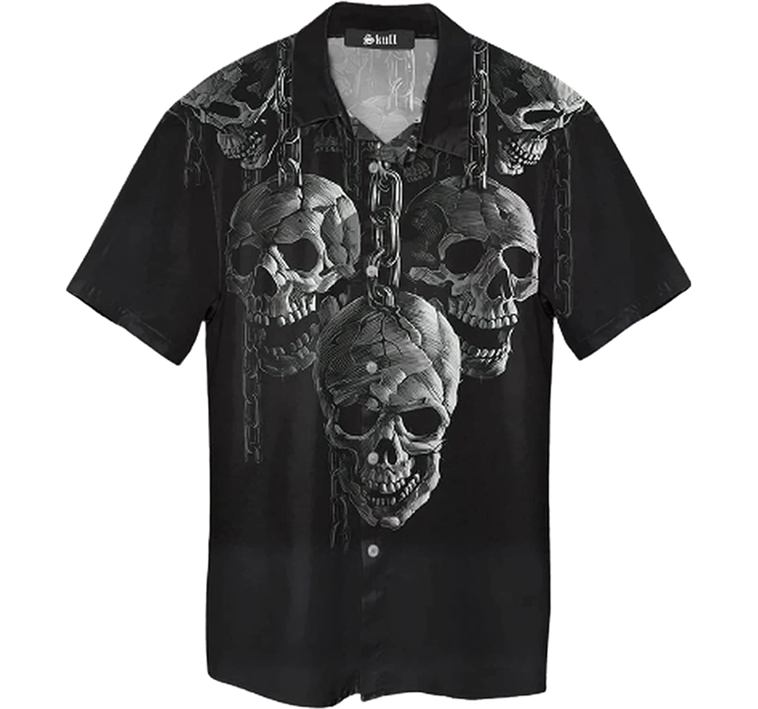 Personalized Chain Skull Soft Beach Full Prints Hawaiian Shirt, Button Up Aloha Shirt For Men, Women