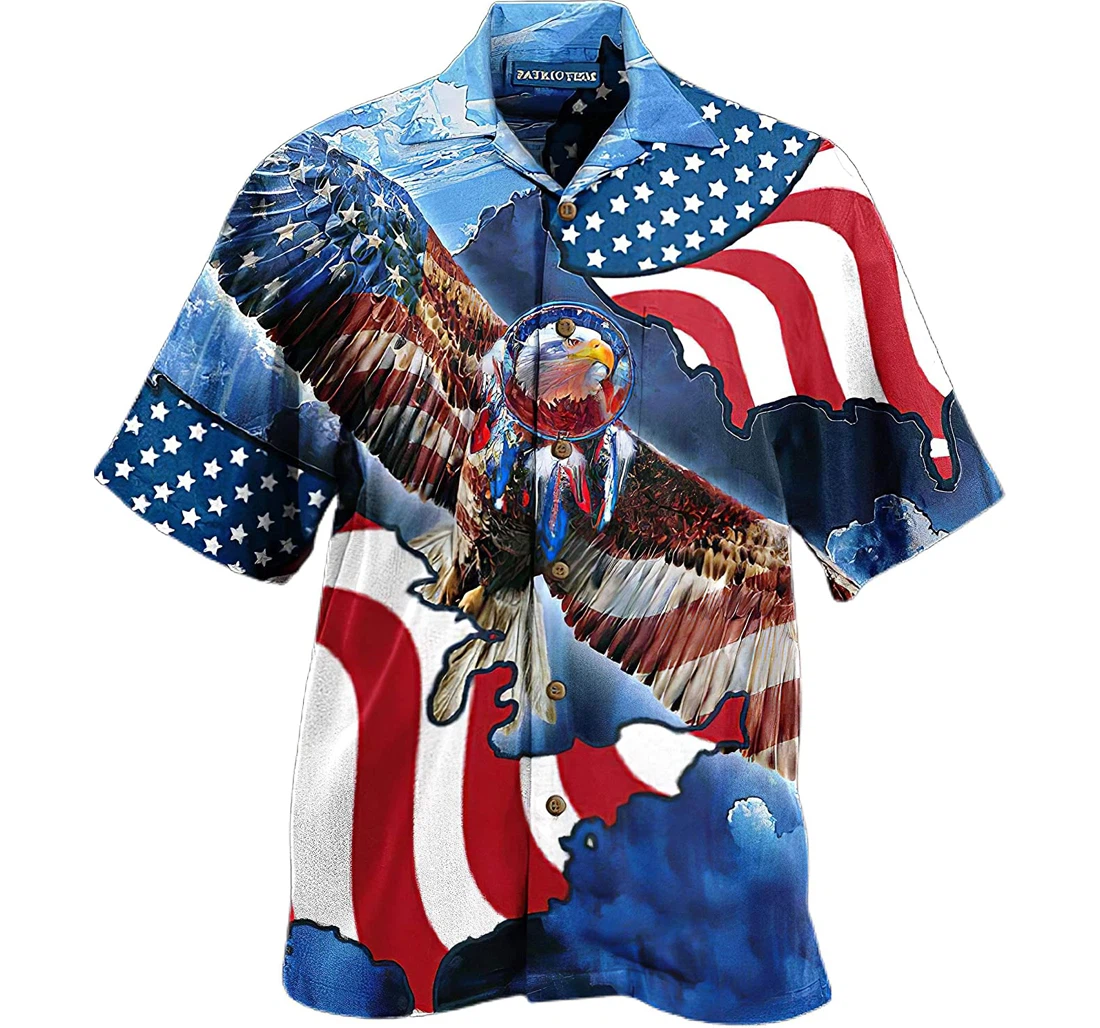 Personalized Special Patriotic Eagle America Hawaiian Shirt, Button Up Aloha Shirt For Men, Women