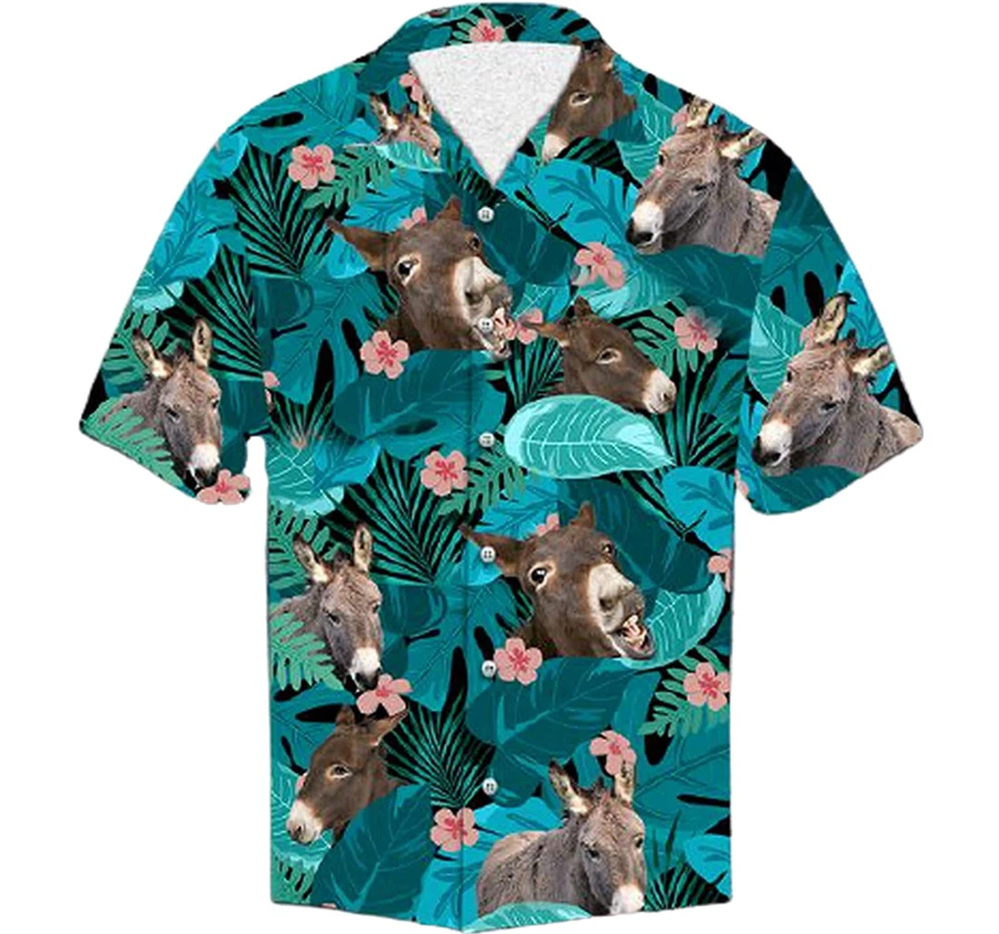 Personalized Donkey Soft Beach Full Prints Hawaiian Shirt, Button Up Aloha Shirt For Men, Women