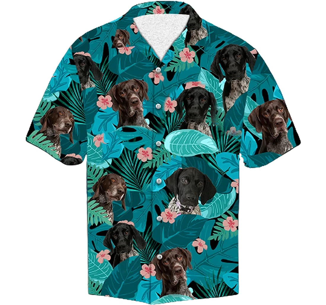 Personalized German Shorthaired Pointer Soft Beach Full Prints Hawaiian Shirt, Button Up Aloha Shirt For Men, Women