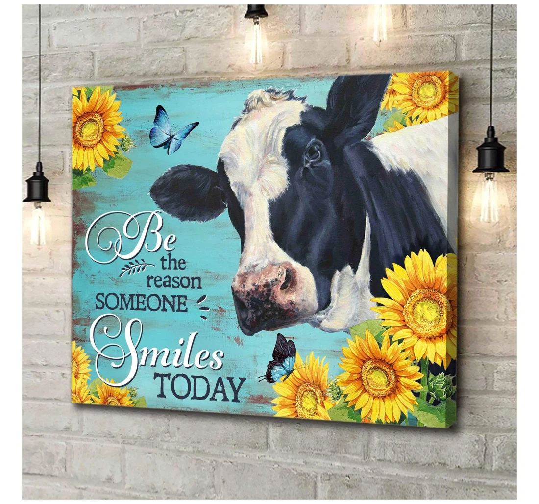 Poster, Canvas - Be The Reason Cow Print Framed Wall Art