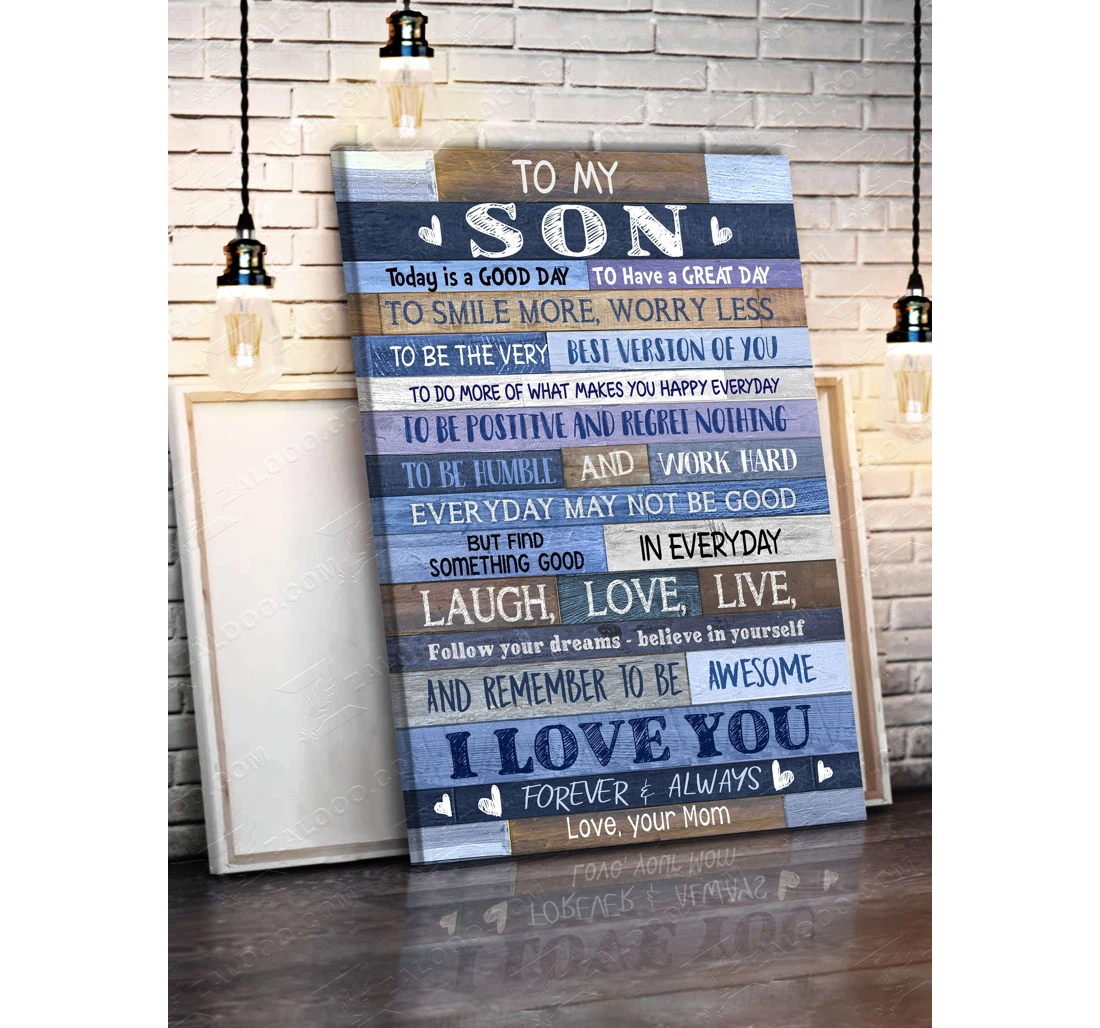 Poster, Canvas - To My Son Mom Today Is A Good Day Print Framed Wall Art