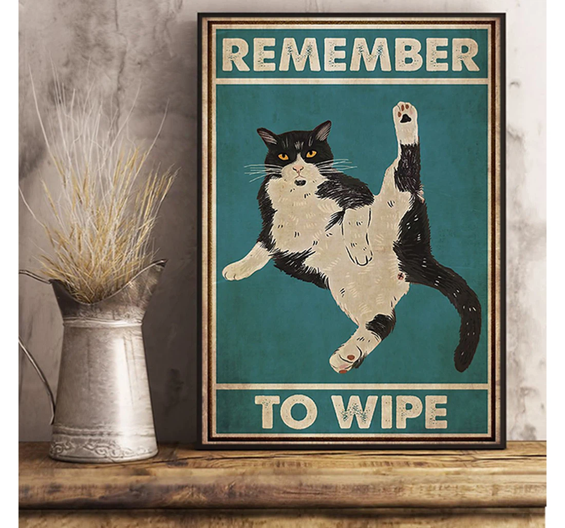 Poster, Canvas - Trend Cat Remember To Wipe Paper Print Framed Wall Art