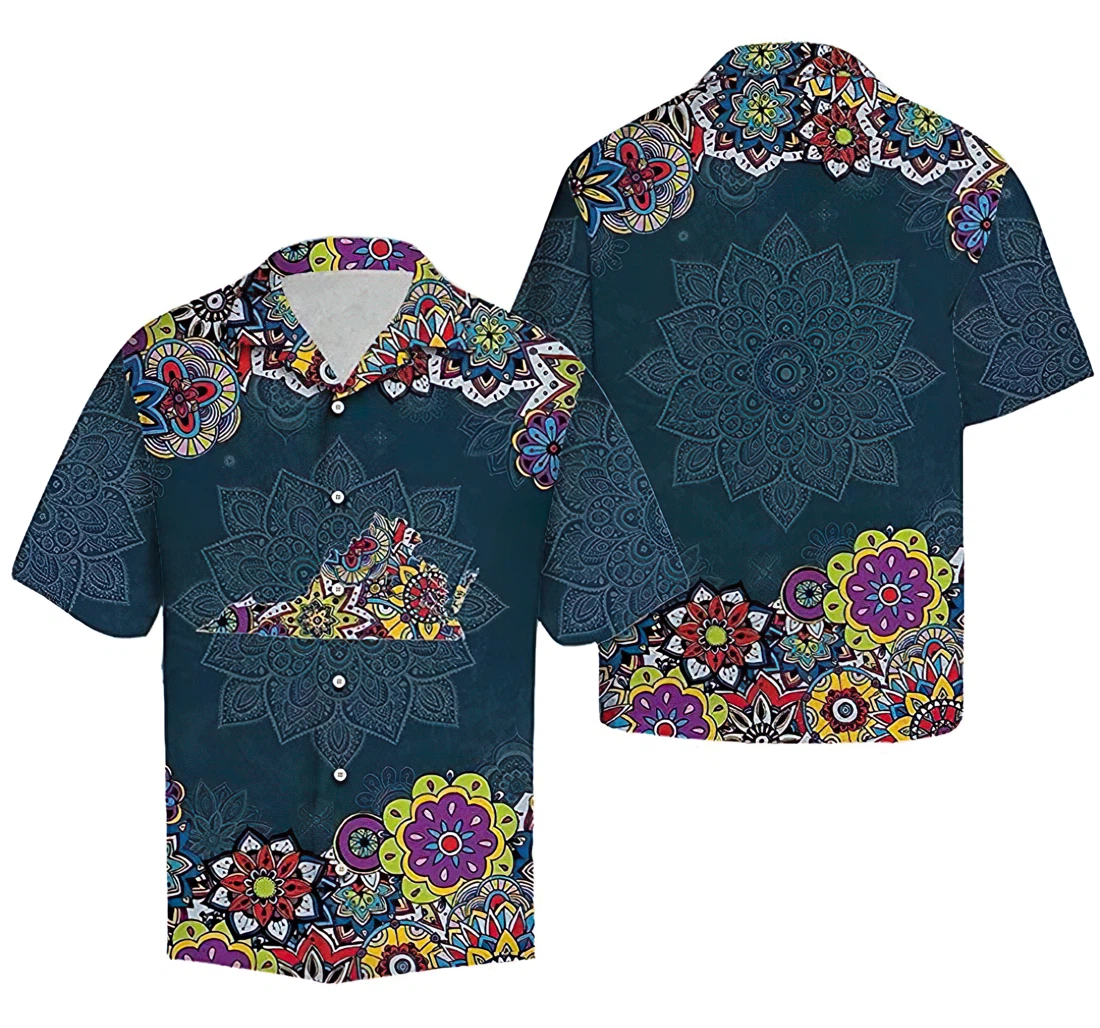 Personalized Virginia Mandala Hawaiian Shirt, Button Up Aloha Shirt For Men, Women