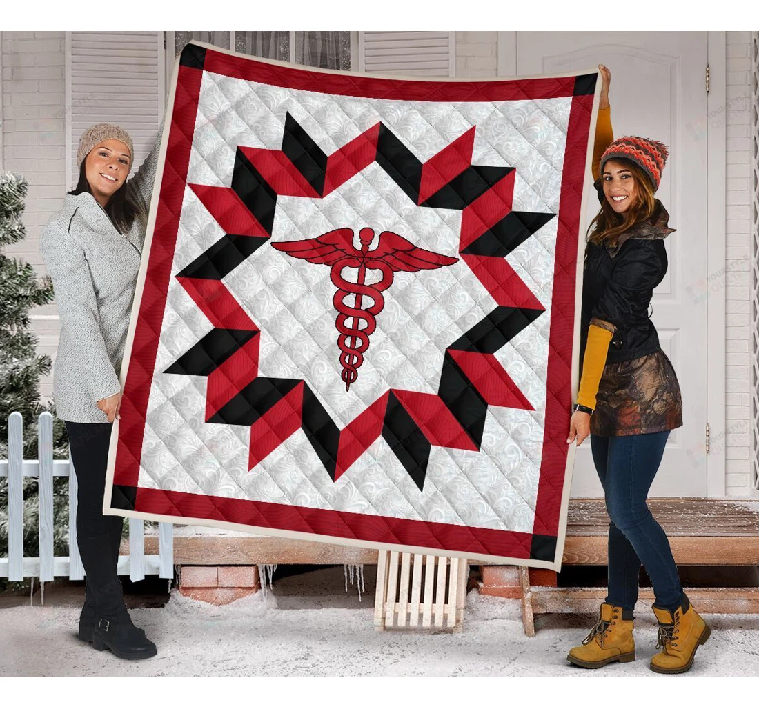 Throw Blanket, Quilt - Nurse Pattern Great Gifts Sherpa Fleece