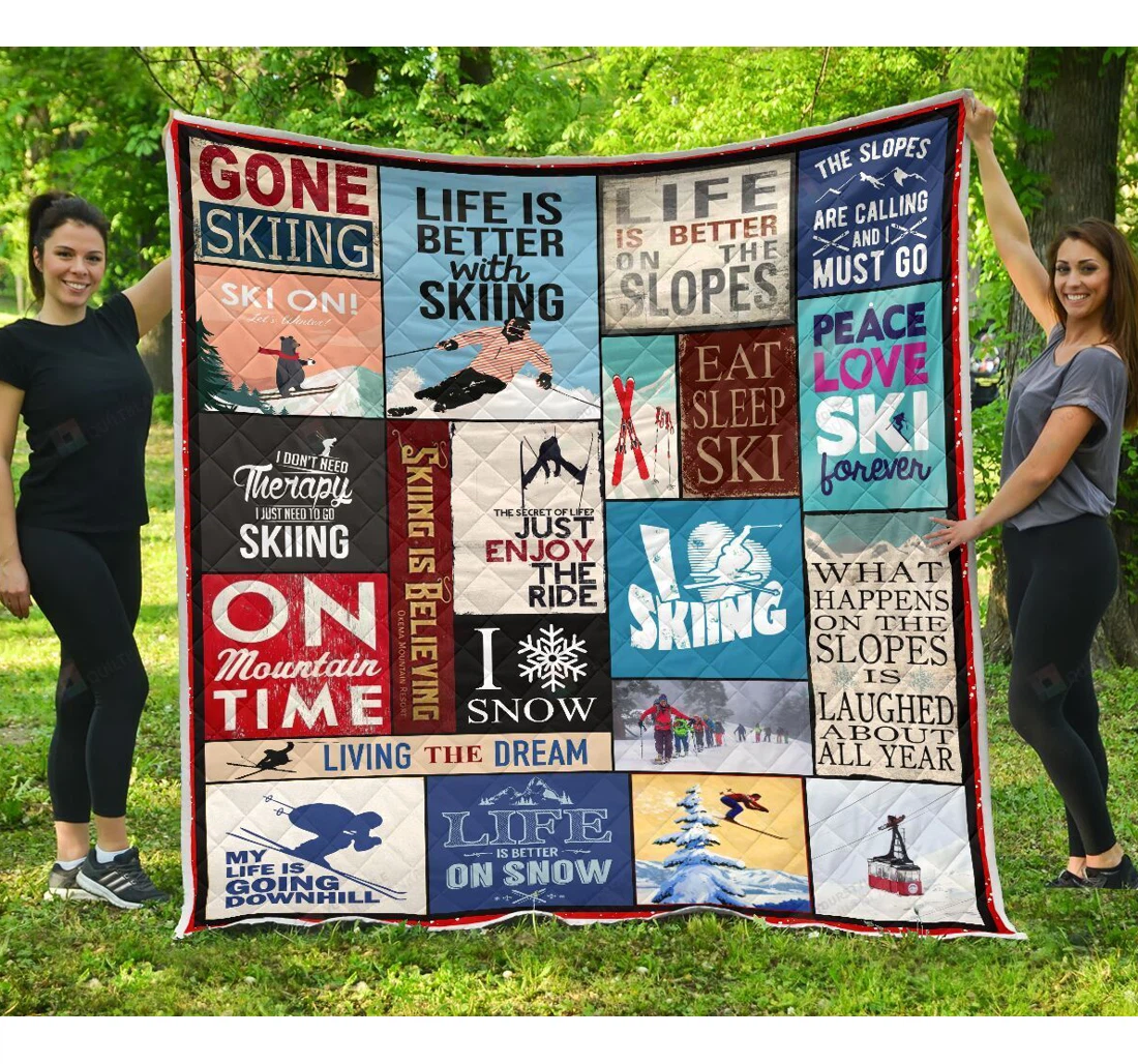 Throw Blanket, Quilt - Skiing Great Gifts Sherpa Fleece