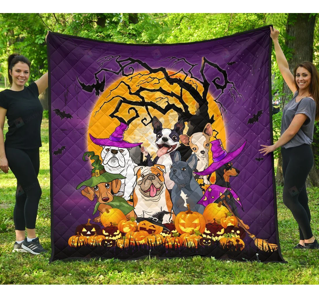 Throw Blanket, Quilt - Dogs In Halloween Great Gifts Halloween Sherpa Fleece