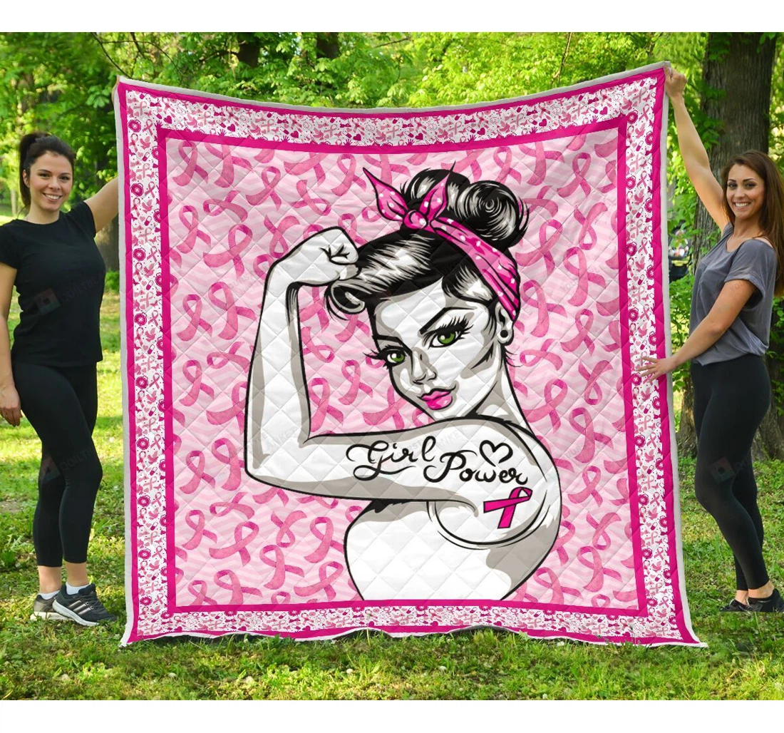 Throw Blanket, Quilt - Breast Cancer Awareness Great Customized Gift Sherpa Fleece