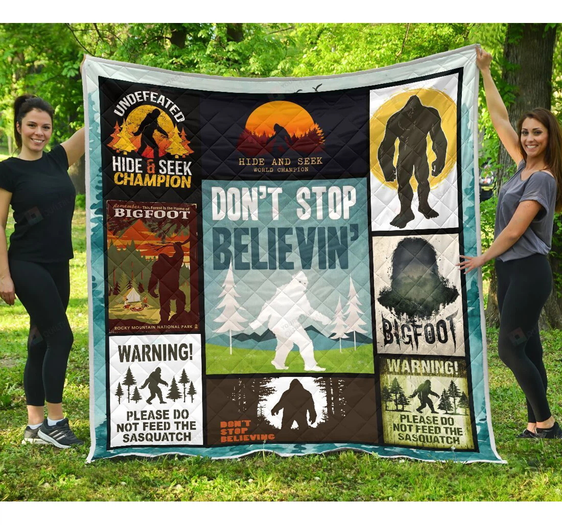 Throw Blanket, Quilt - Bigfoot Don't Stop Believing Great Gifts Sherpa Fleece