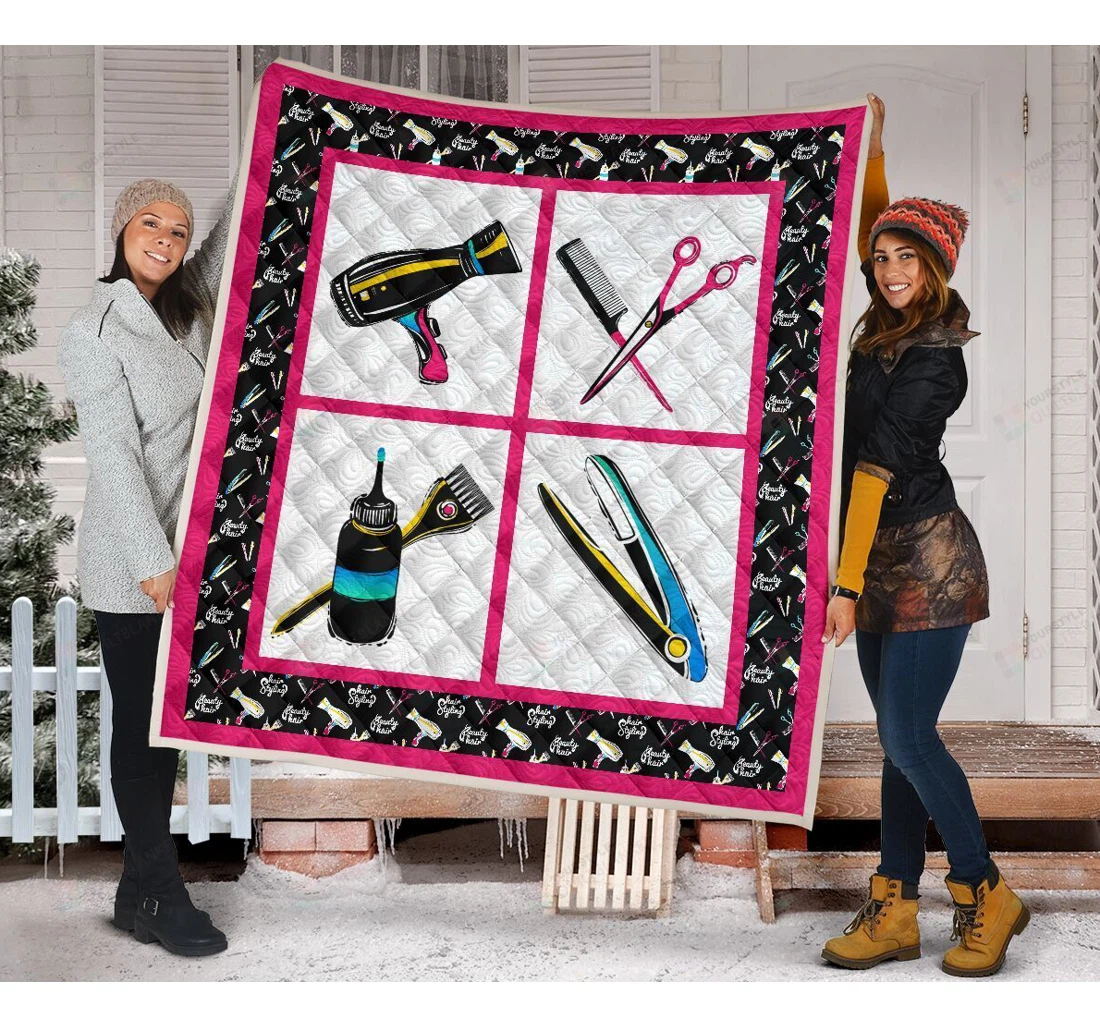Throw Blanket, Quilt - Hairstylist Tools Sherpa Fleece