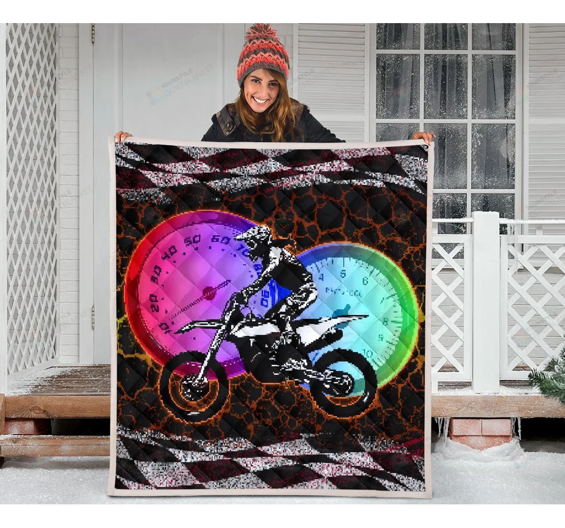 Throw Blanket, Quilt - Motocross Racing Sherpa Fleece