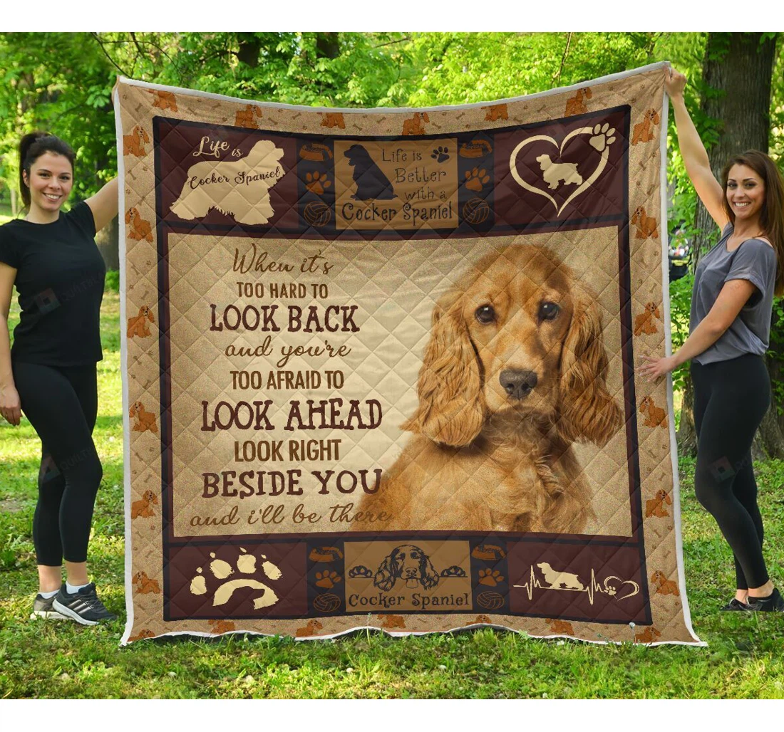 Throw Blanket, Quilt - Cocker Spaniel Beside You And I'll Be There Sherpa Fleece