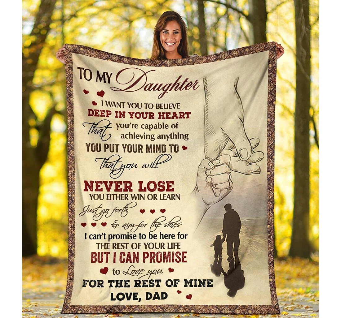 Throw Blanket, Quilt - Personalized Family To My Daughter From Dad Custom Name And Image Father And Baby Holding Hand Art Gifts Beautiful Daughter Sherpa Fleece