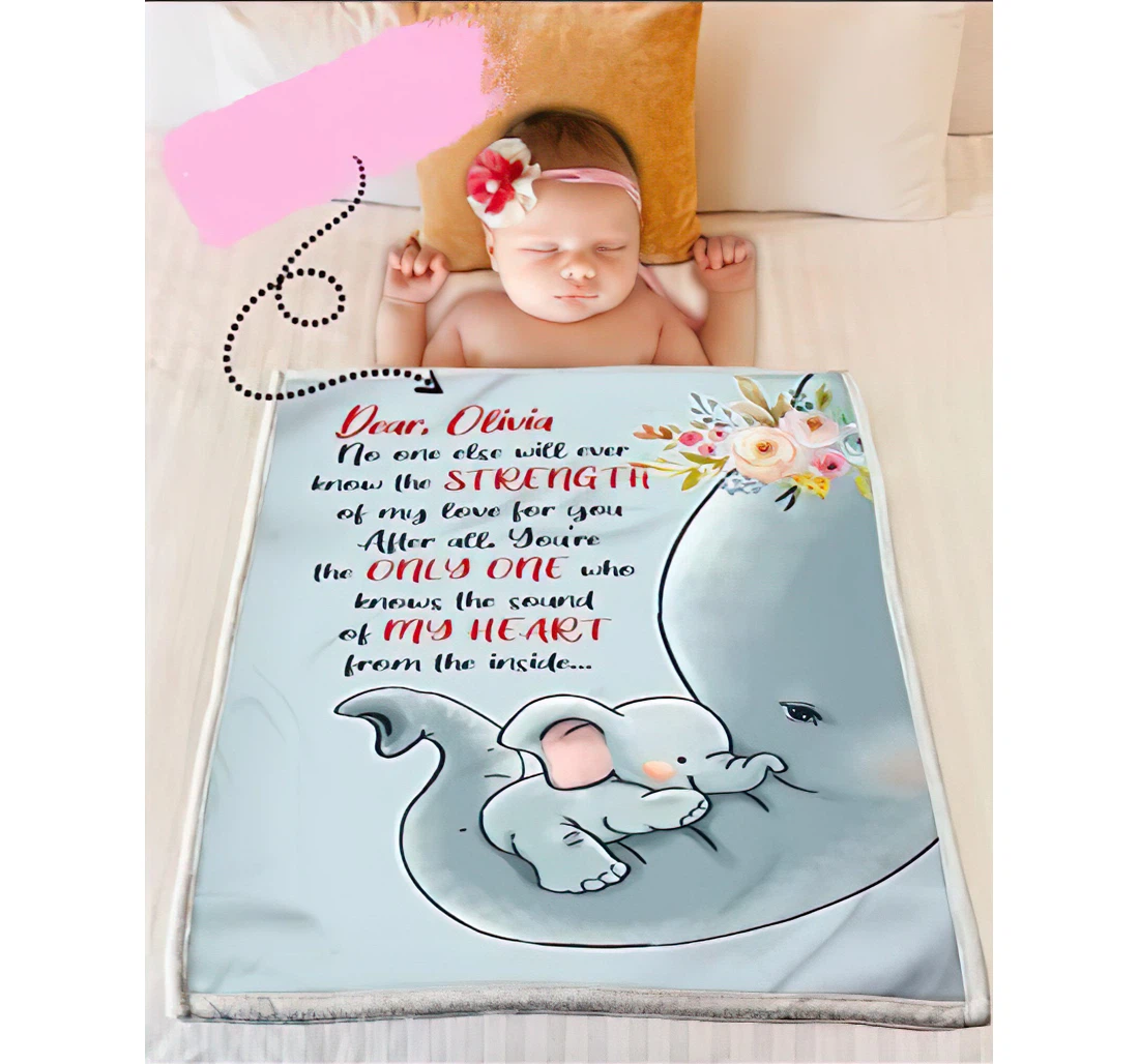 Throw Blanket, Quilt - Personalized Baby Elephant To My Baby From Mom Custom Name Cute Elephant Mother And Her Baby Art Bedding Gifts Xmas Sherpa Fleece