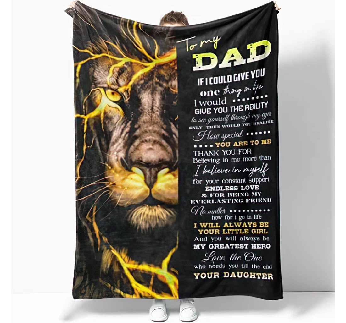 Throw Blanket, Quilt - Personalized To My Dad Lion Family From Daughter Customized Baby Witchery Crown Lion Premium Gifts Dad Sherpa Fleece