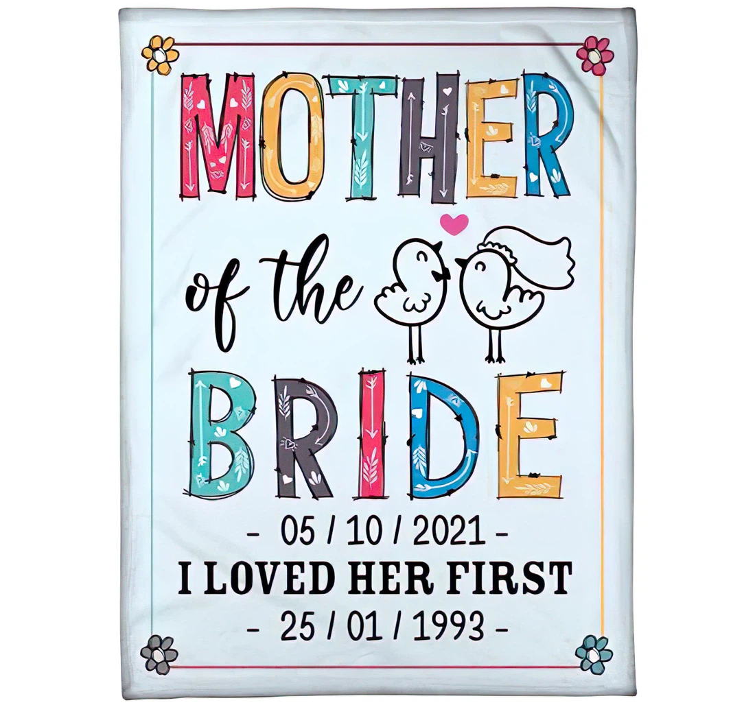 Throw Blanket, Quilt - Personalized Mother Of The Bride From Son In Law Custom Date Mother In Law Cute Wedding Chick Couple Gifts Xmas Sherpa Fleece